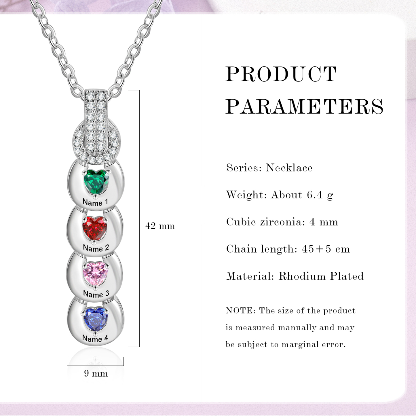 Custom Family Necklace Cascading Pendant with 4 Birthstones Engraving 4 Names Gifts for Her-Jessemade AU