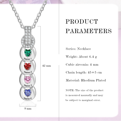 Custom Family Necklace Cascading Pendant with 4 Birthstones Engraving 4 Names Gifts for Her-Jessemade AU