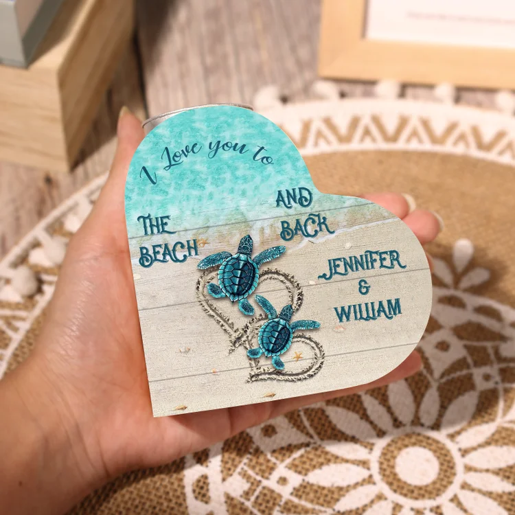 Personalised Couple Heart Candle Holder Engrave Name Turtle Wooden Candlesticks Valentines Gift-Jessemade AU