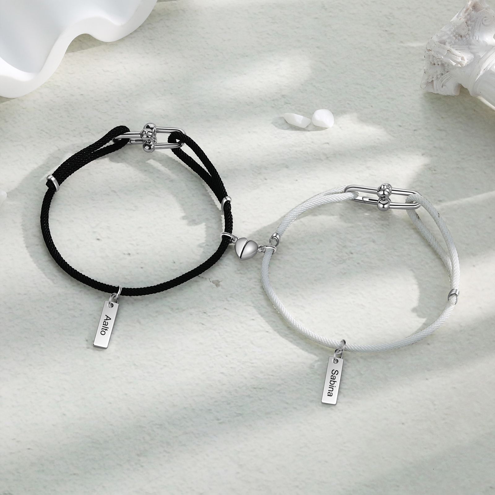 Custom 1 Name Bracelet Adjustable Bracelet Black/White Bracelet Personalised Gift for Him/Her-Jessemade AU