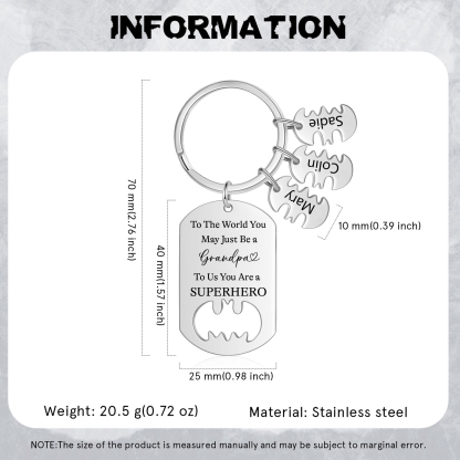 You Are A Superhero Keychain Personalised 3 Names Bat Keychain Engraved Gift for Dad/Grandpa/Grandad/Mom/Mum-Jessemade AU