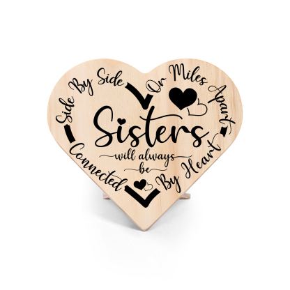 To Sisters Wooden Heart Word Art Keepsake Desktop Ornament-Jessemade AU