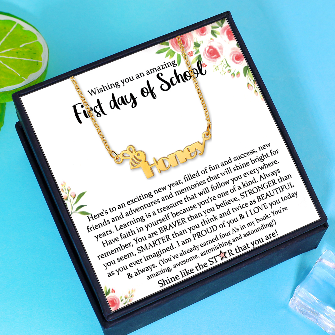 Personalised Name Necklace Custom Name Honey Bees Necklace for Kids-Jessemade AU