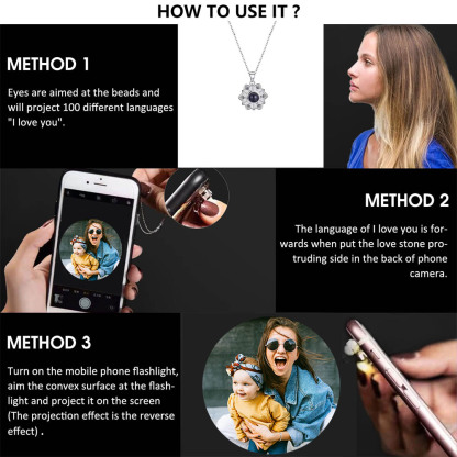 Personalised Flower Projection Necklace Custom Photo Necklace Creative Gift-Jessemade AU