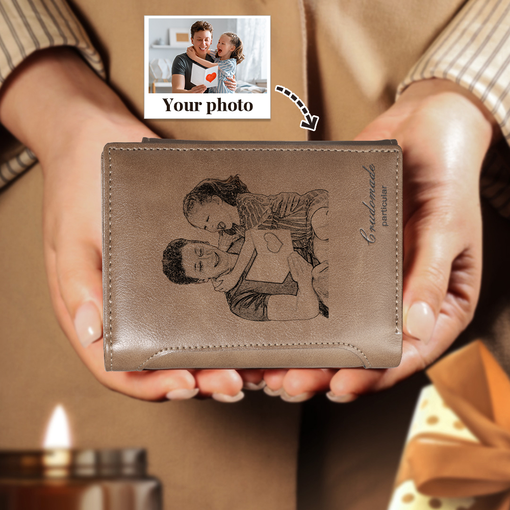 Men's Photo Custom Wallet Brown Personalised Gifts-Jessemade AU