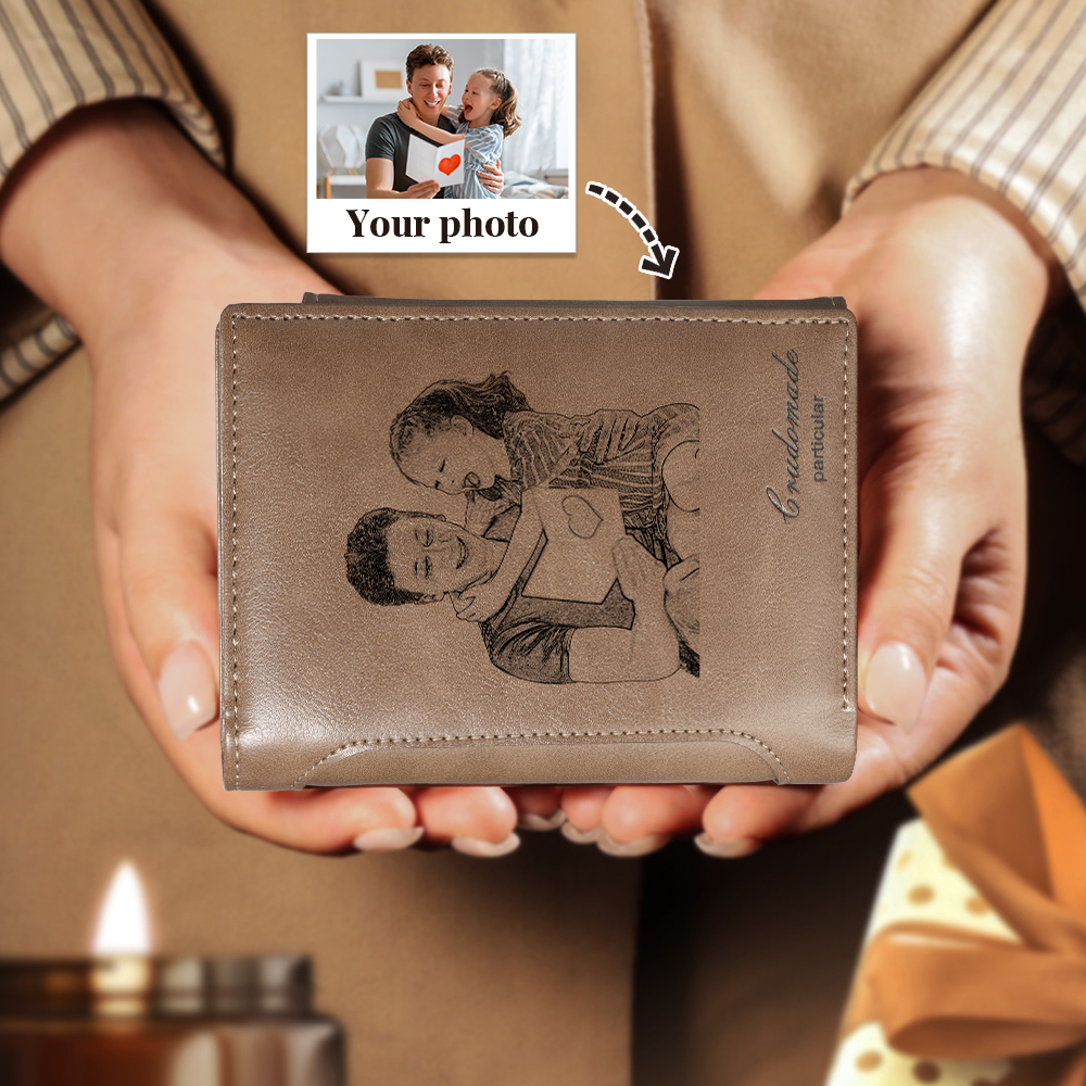 Men's Photo Custom Wallet Brown Personalised Gifts-Jessemade AU