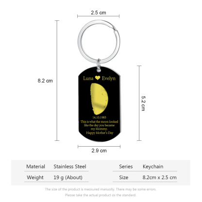 Personalised Text & Date Keychain Mother's Day Gifts - This Is What The Moon Looked Like The Day You Became My Mommy-Jessemade AU