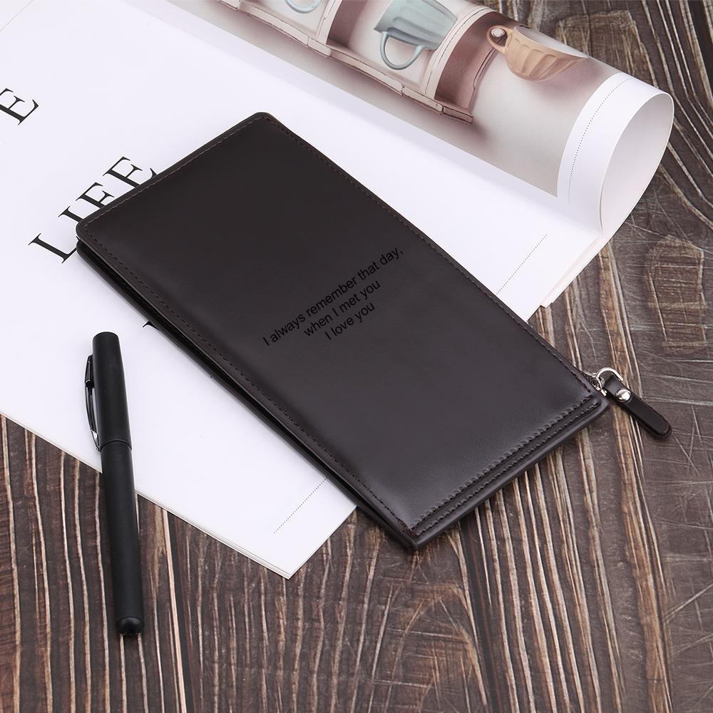Personalised Leather Wallet Engraved Photo Long Purse Gifts For Men-Jessemade AU