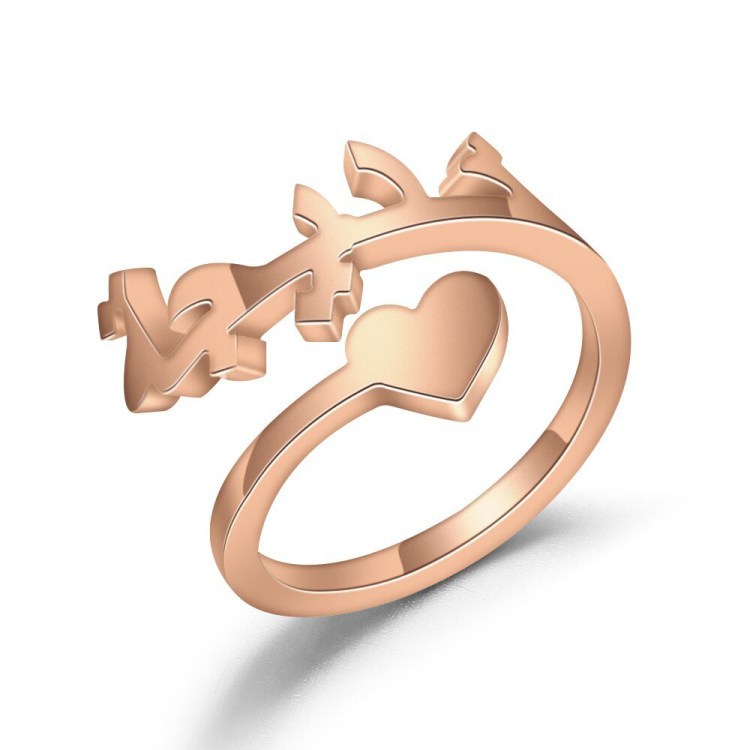Personalised Arabic Heart Ring Custom 1 Names Open Ring Best Gift For Women-Jessemade AU