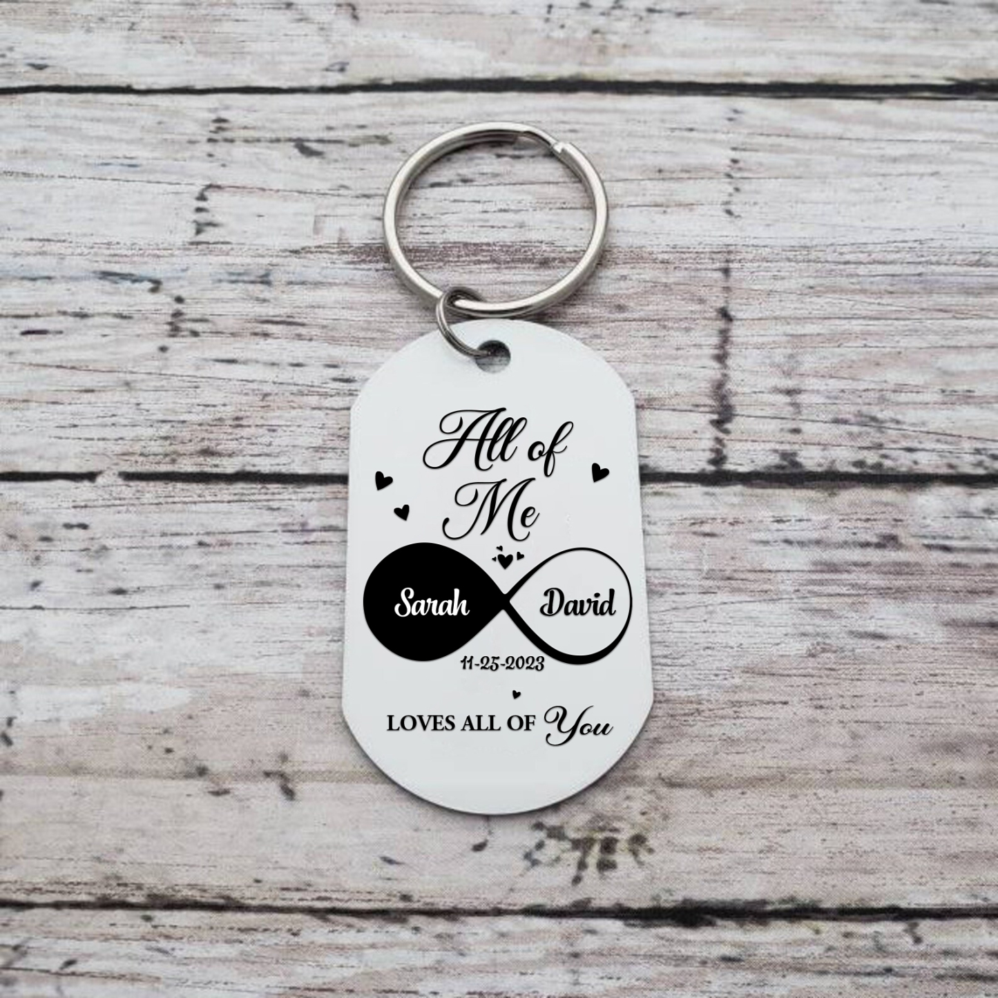 Personalised Couple Photo Keychain Custom 2 Names & Date Keyring Infinity Gifts - All of Me Loves All of You-Jessemade AU