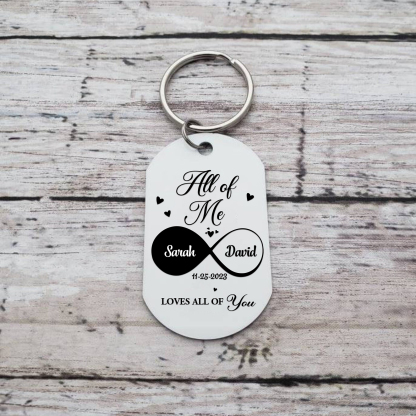 Personalised Couple Photo Keychain Custom 2 Names & Date Keyring Infinity Gifts - All of Me Loves All of You-Jessemade AU