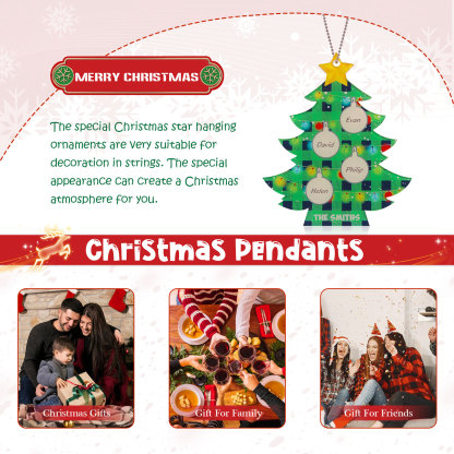 4 Names - Personalised Acrylic Christmas Tree Ornaments Customised Text & Name Xmas Pendant Gifts for Family Friends-Jessemade AU
