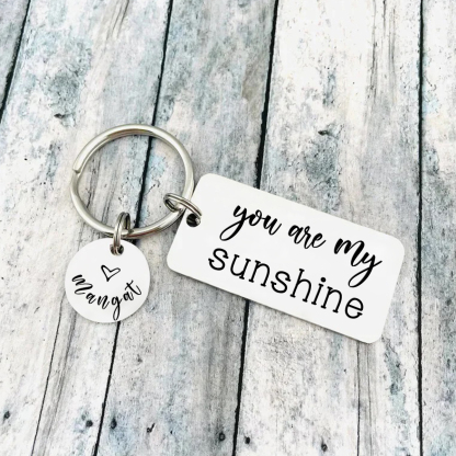 "You Are My Sunshine" Keychain Personalised Name Keyring Gifts for Her/Him-Jessemade AU