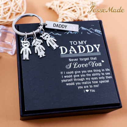 Personalised Key Chain with 3 Children Charms Engraved Names KeyChain Gifts for Daddy-Jessemade AU