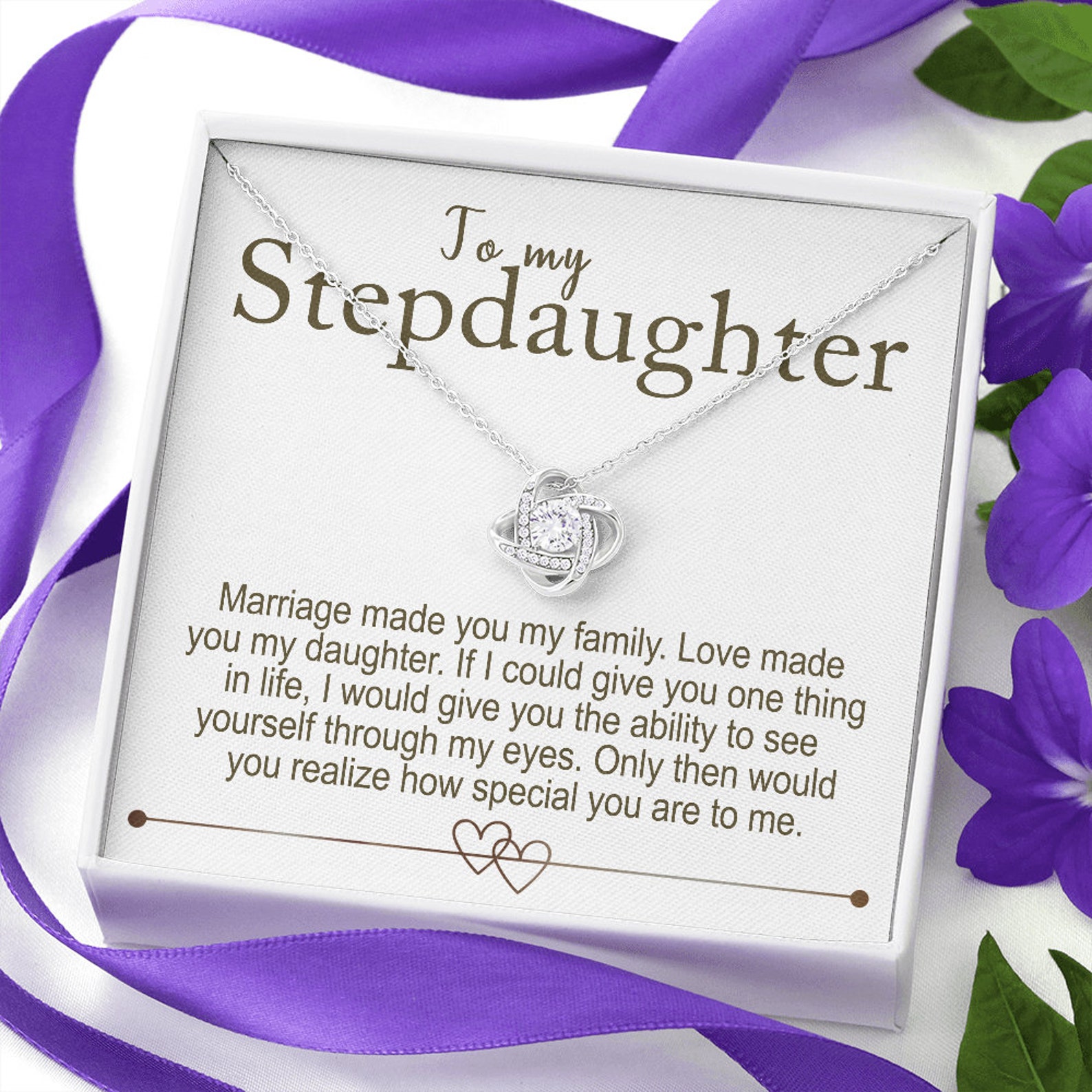 To My Stepdaughter - S925 Love Knot Necklace "Love Made You My Daughter" Gifts For Daughter-Jessemade AU