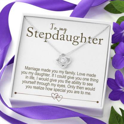 To My Stepdaughter - S925 Love Knot Necklace "Love Made You My Daughter" Gifts For Daughter-Jessemade AU
