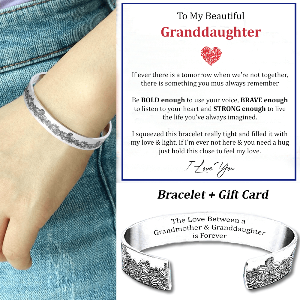 Cuff Bracelet "The Love Between Grandmother & Granddaughter Is Forever"-Jessemade AU