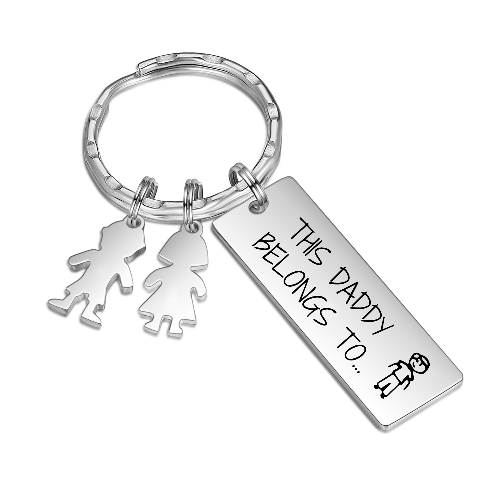 Personalised Keychain with 2 Kid Charms Father's Day Gift "This Daddy Belongs To" Custom Family Keyring-Jessemade AU
