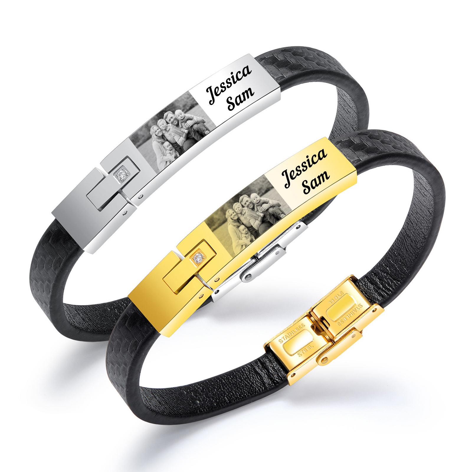 Personalised Photo Bracelet Custom Leather Men's Bracelet Bangle Gifts For Him-Jessemade AU