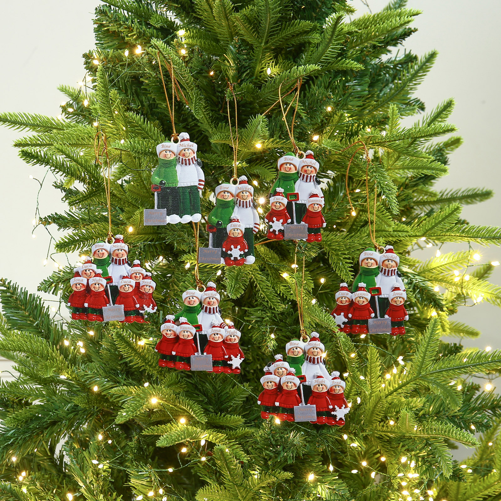 4 Names - Personalised Christmas Tree Ornaments Wooden Christmas Decor with Name Gifts for Family Friends-Jessemade AU