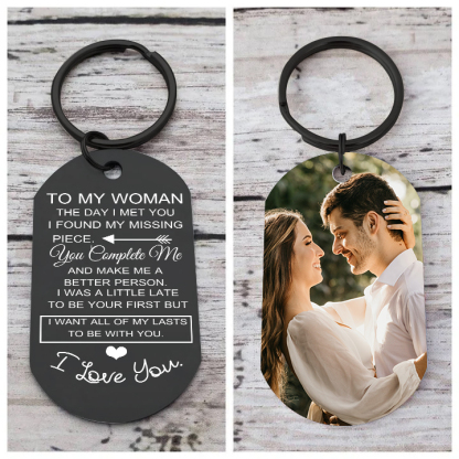 To My Man/Woman Custom Photo Keyring Couple Keychain Stainless Steel Keychain Valentine's Day Gift for Couples-Jessemade AU