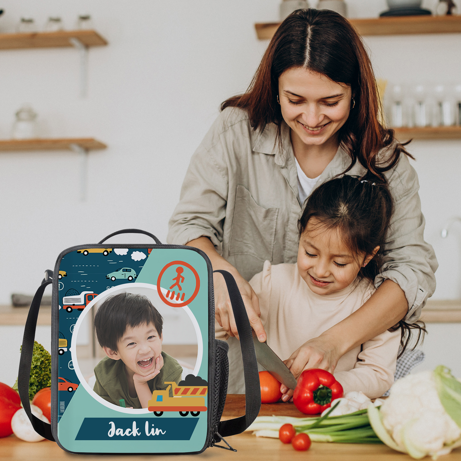 Custom Name and Photo Lunch Bag Personalised Cars Lunch Box Gifts for Kids-Jessemade AU