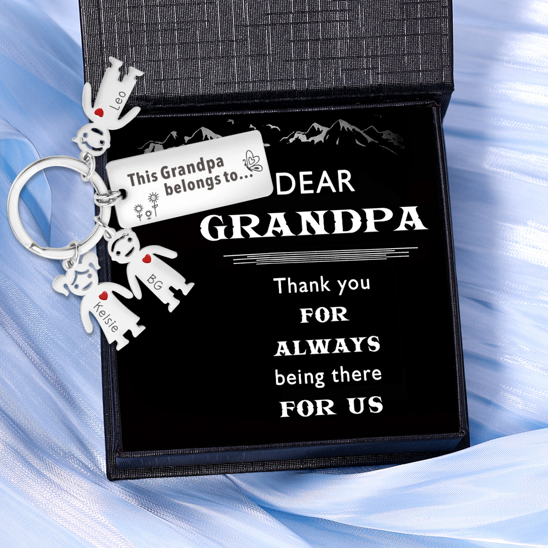 This Grandpa Belongs To Keychain Personalised Family Keychain with 3 Kid Charms Engrave 3 Names-Jessemade AU