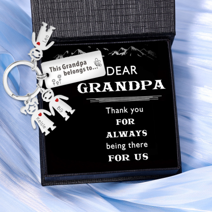 This Grandpa Belongs To Keychain Personalised Family Keychain with 3 Kid Charms Engrave 3 Names-Jessemade AU