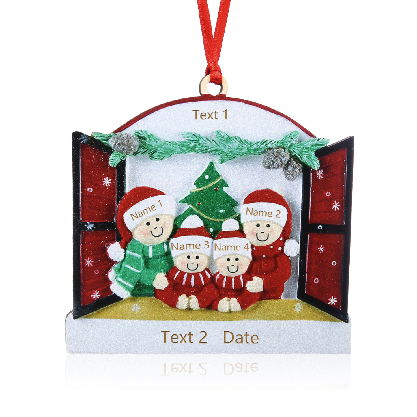 4 Names - Personalised Wooden Christmas Ornaments Customised Text & Date Xmas Decor Gifts for Family Friends-Jessemade AU