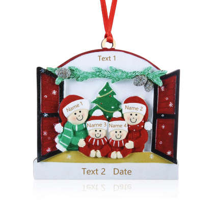 4 Names - Personalised Wooden Christmas Ornaments Customised Text & Date Xmas Decor Gifts for Family Friends-Jessemade AU