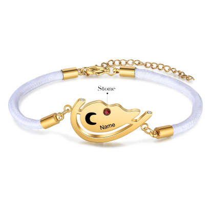 Valentine's Day Sun and Moon Magnetic Heart Bracelet with Birthstones Couple Bracelet Set-Jessemade AU