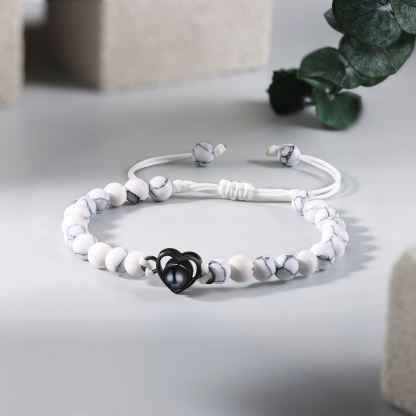 Personalised Projection Beaded Bracelet Customised Photo Bracelet White Adjustable Bracelet Personalised Gift for Couples-Jessemade AU