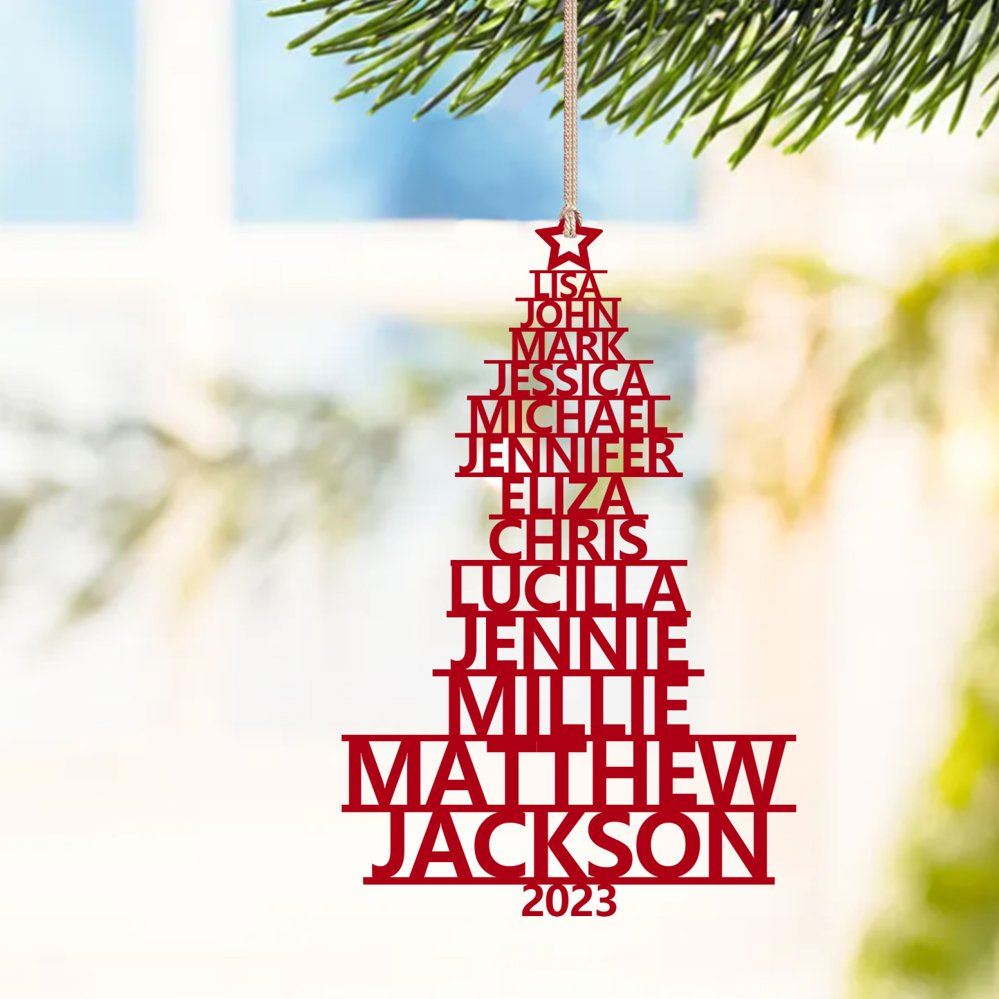 13 Names - Personalised Christmas Tree Ornaments Customised Name Xmas Wooden Decor Gifts for Family Friends-Jessemade AU