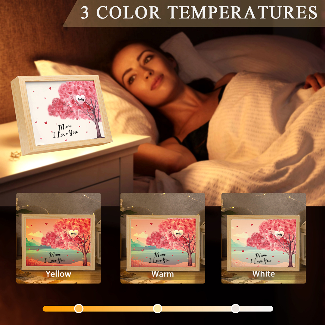 Personalised Frame Night Light Custom 1 Text & 1 Name Pink Family Tree Ornament Gifts for Mother/Grandma-Jessemade AU