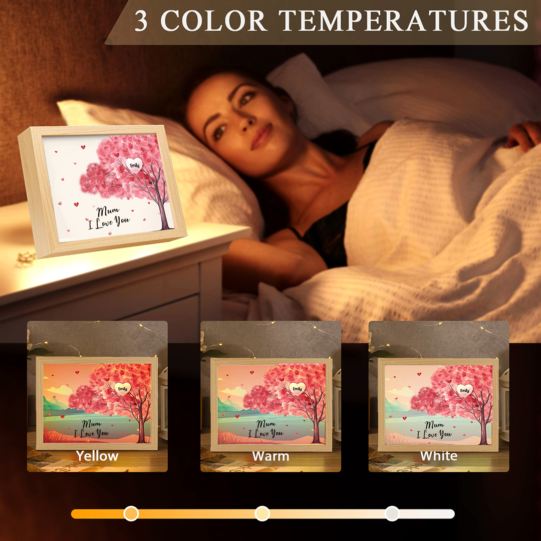 Personalised Frame Night Light Custom 1 Text & 1 Name Pink Family Tree Ornament Gifts for Mother/Grandma-Jessemade AU