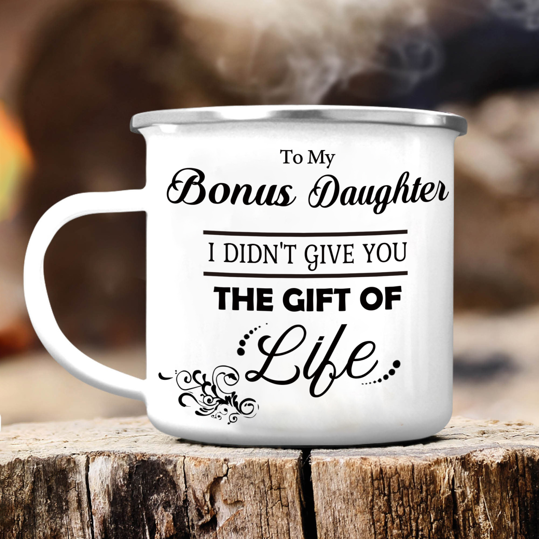 To My Bonus Daughter Mug Enamel Cup Gifts for Daughter - Life Gave Me The Gift Of You-Jessemade AU