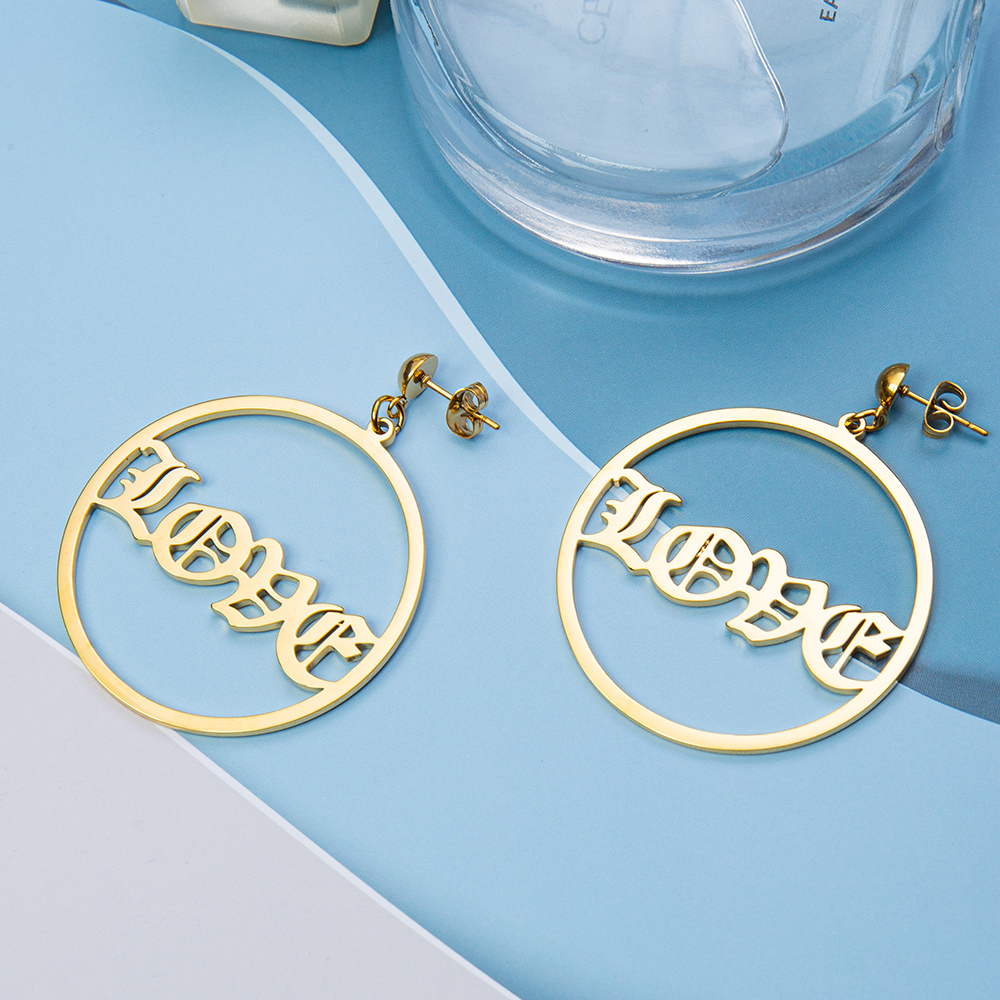 Personalised Circle Name Earring Customised Hoop Name Earrings for Her-Jessemade AU