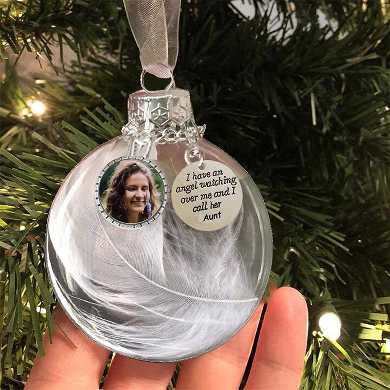 Personalised Christmas Feather Ball Custom Photo Memorial Ornament "I Have An Angel"-Jessemade AU