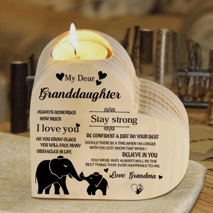 To My Granddaughter Wooden Heart Candle Holder "remember how much I love you"-Jessemade AU