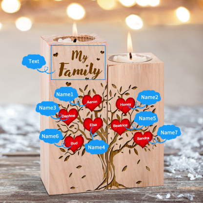 Family Tree Candle Holder Customised 1-10 Names & Text Wooden Candlesticks Personalised Gifts for Family-Jessemade AU