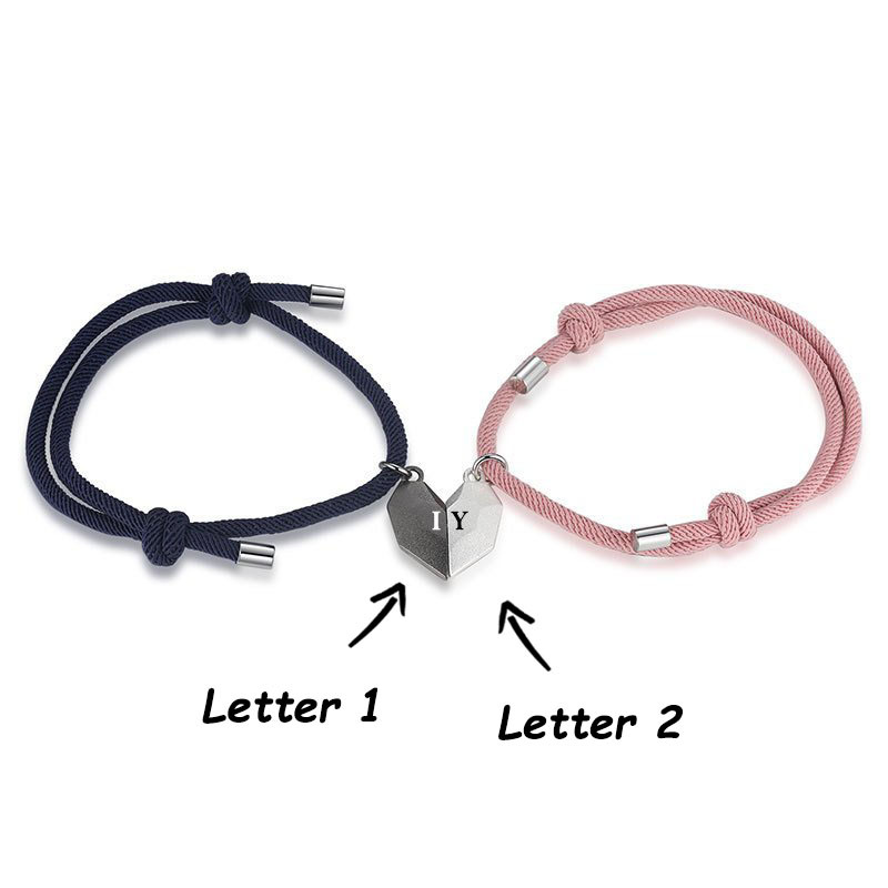 Personalised Couple Magnetic Bracelet Set Two Souls One Heart Love Matching Bracelet-Jessemade AU