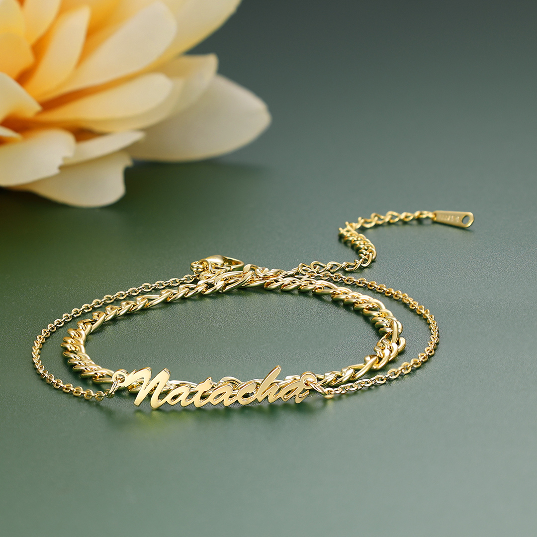 Double Stranded-Personalised Name Anklet For Her-Jessemade AU