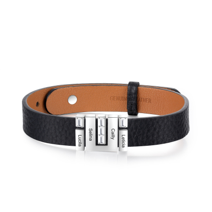 Mother's Day Gifts Personalised Leather Bracelet With 4 Names Gifts For Women-Jessemade AU