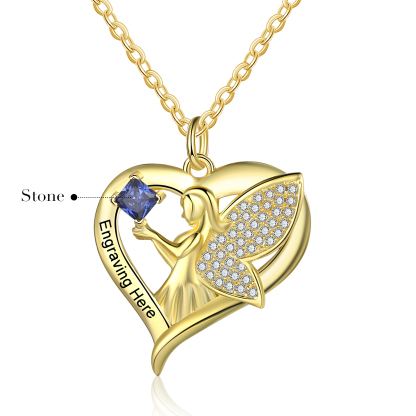 Personalised Heart Elf  Necklace With Birthstone Custom Text Gifts For Her-Jessemade AU