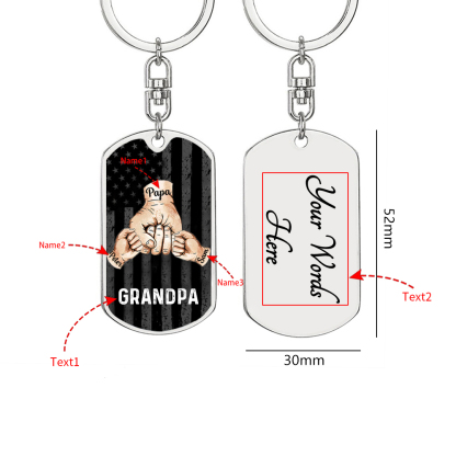 Personalised Fist Bump Keychain Engrave 3 Names For Father/Grandpa-Jessemade AU