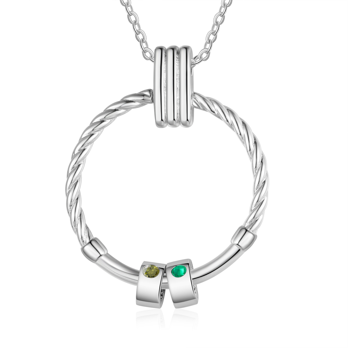 2 Names - Personalised Circle Pendant Necklace Custom Birthstones & Names Necklace Birthday Gift for Her-Jessemade AU