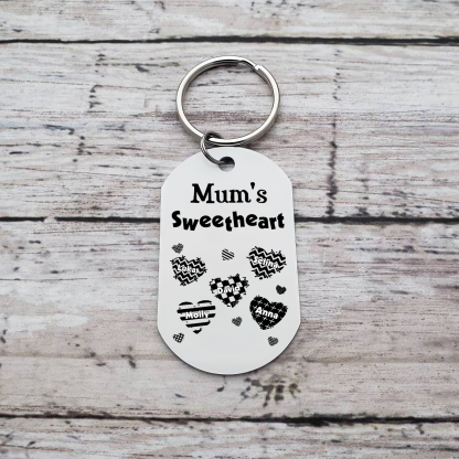 Personalised 5 Names Keychain Hearts Family Keychain Mother's Day Gift - Mum's Sweetheart-Jessemade AU