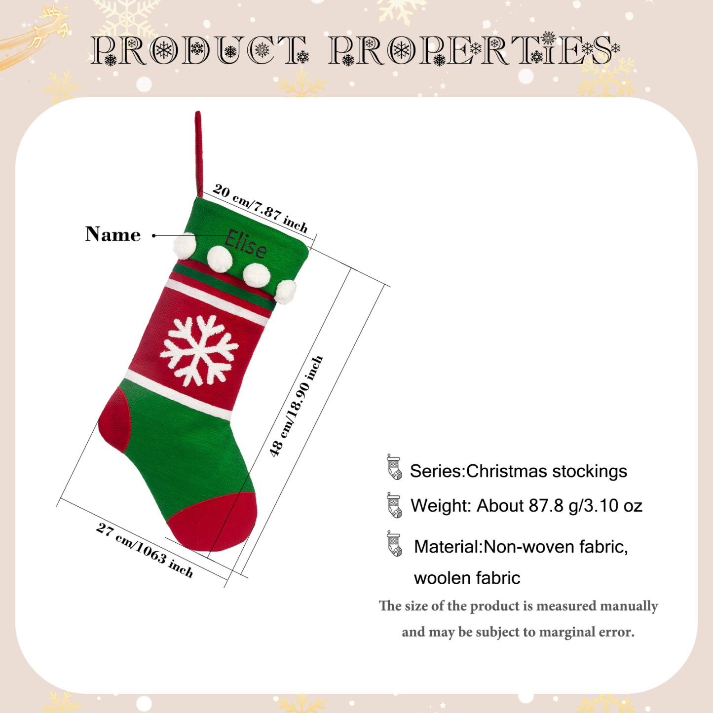 Personalised Christmas Stocking Ornament Custom 1 Name Christmas Gift Bags Gifts for Family Friends-Jessemade AU