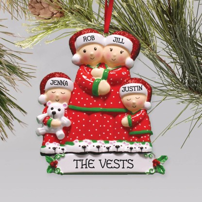 Pajamas Christmas Ornament Custom 3 Names Hanging Ornament Gifts For Family-Jessemade AU