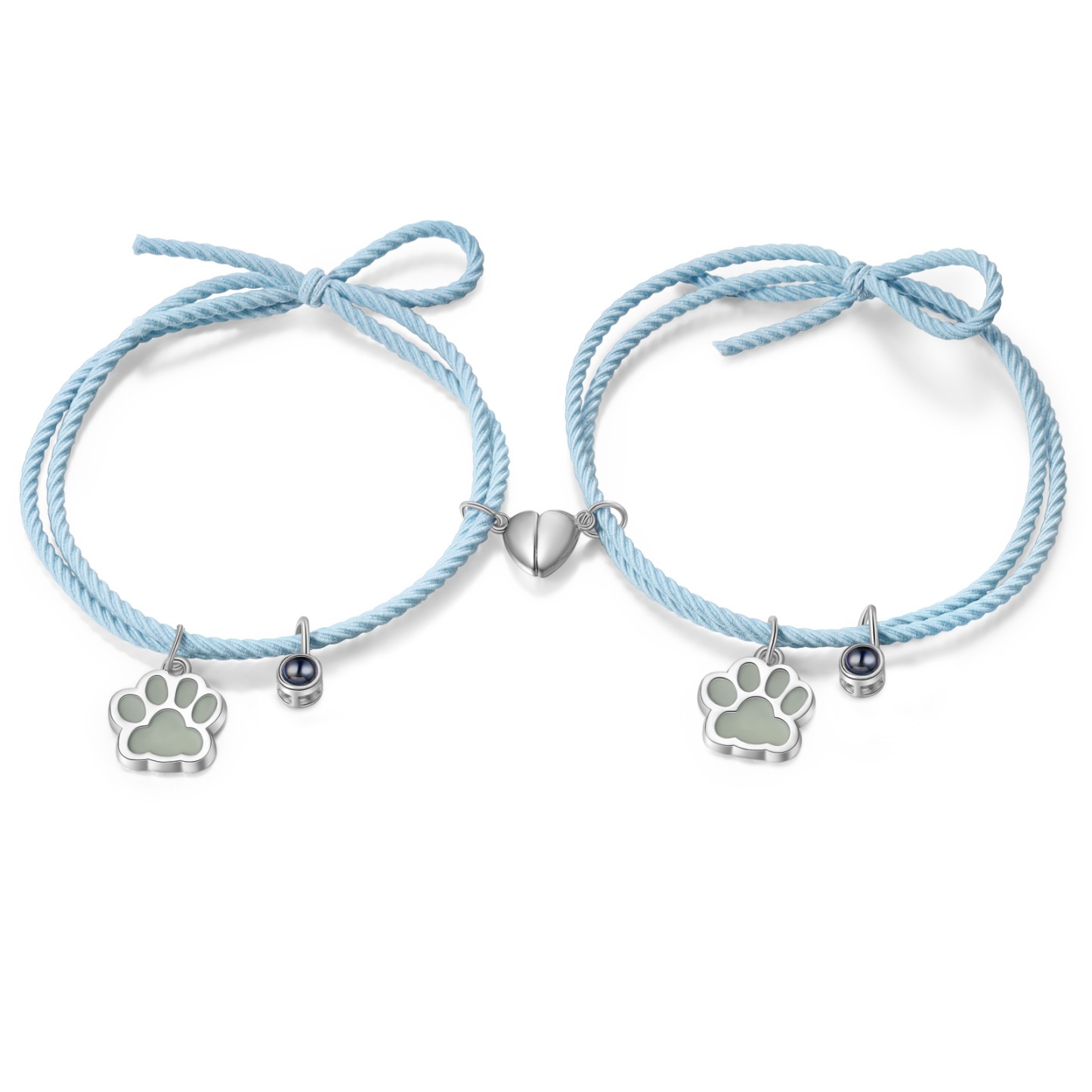 Personalised Photo Projection Bracelet Set Dog Paw Fluorescent Magnetic Bracelet Matching Gifts For Couples/Friends-Jessemade AU